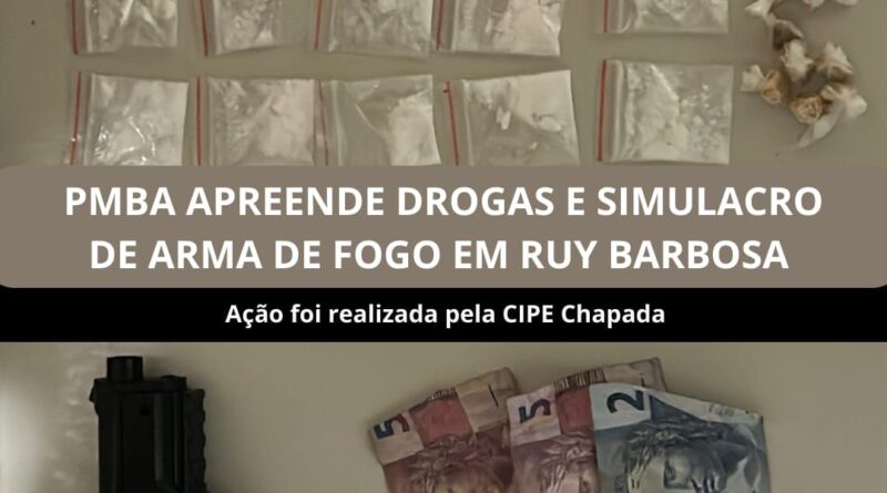 Polícia apreende drogas e simulacro de arma durante ação em Ruy Barbosa